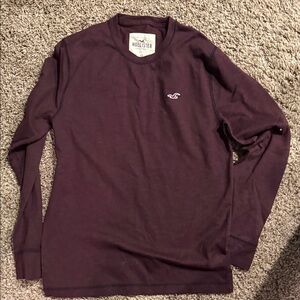 Hollister Men's Deep Purple Long Sleeve Tee